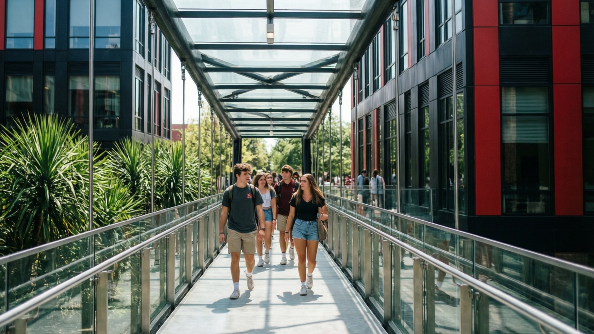 Modern Campus Bridge Walk by Wallpapers.art Studio