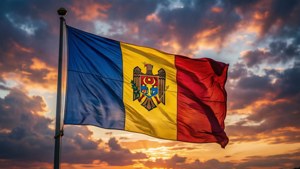 Moldova Flag Sunset