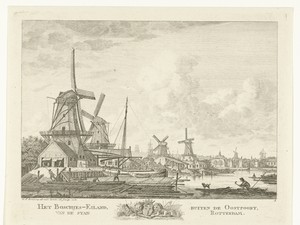 Molens bij Bosjeseiland buiten Oostpoort te Rotterdam