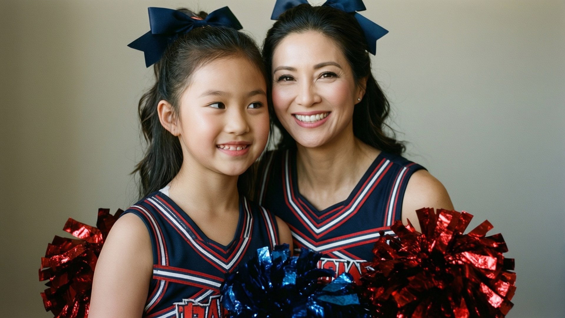 Mom and Daughter Cheer by Wallpapers.art Studio