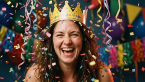 Mom Laughing with Crown