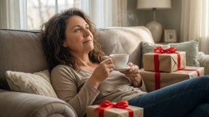Mom Relaxing with Gifts