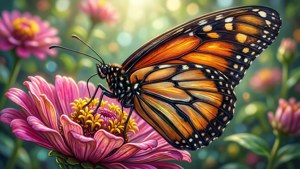 Monarch on Pink Bloom