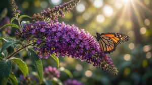 Monarch on Purple Blooms