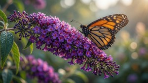 Monarch on Purple Blooms