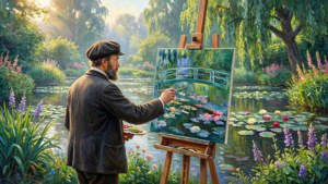 Monet Painting Water Lilies