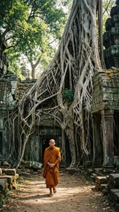 Monk at Ta Prohm