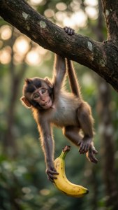 Monkey Hanging Upside Down