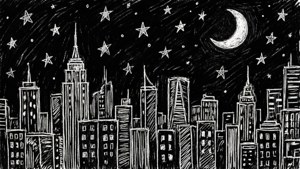 Monochrome City Night Doodle