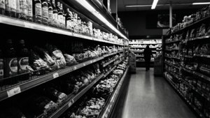 Monochrome Grocery Aisle