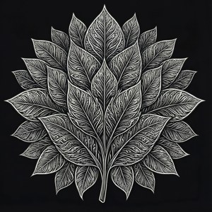 Monochrome Leaf Mandala