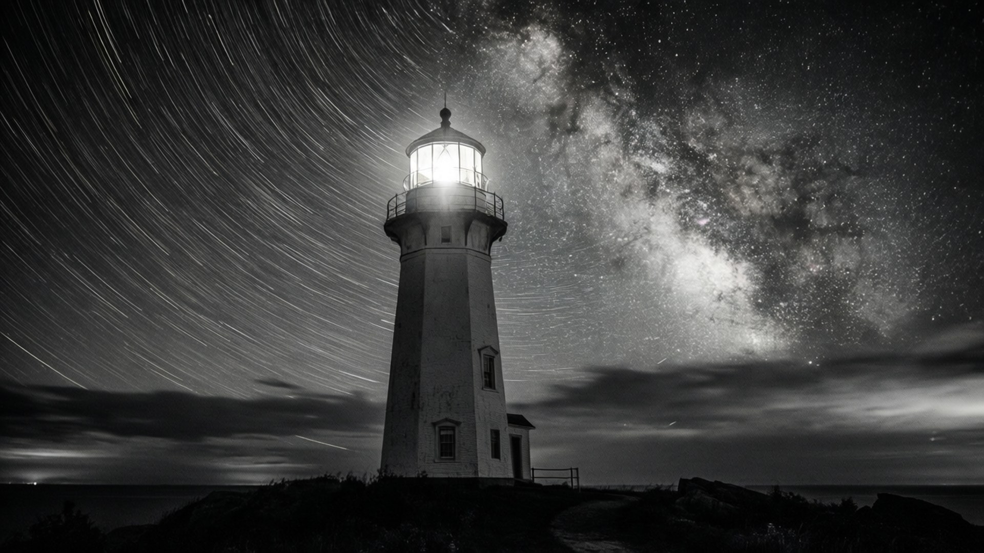 Monochrome Lighthouse Dipper by Wallpapers.art Studio