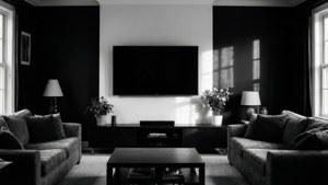 Monochrome Living Room TV
