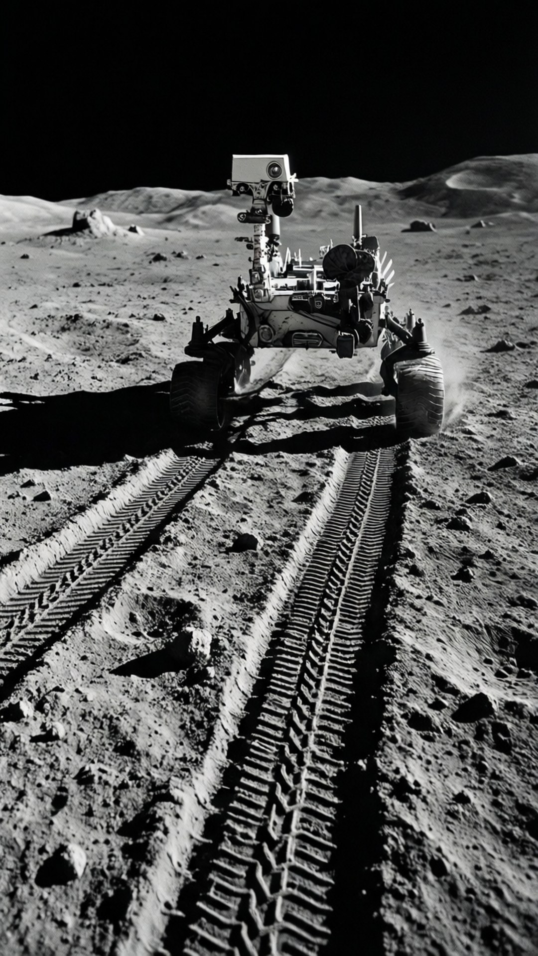 Monochrome Lunar Tracks by Wallpapers.art Studio