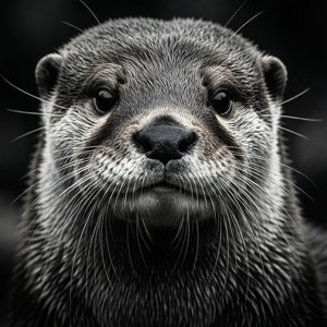 Monochrome Otter Portrait