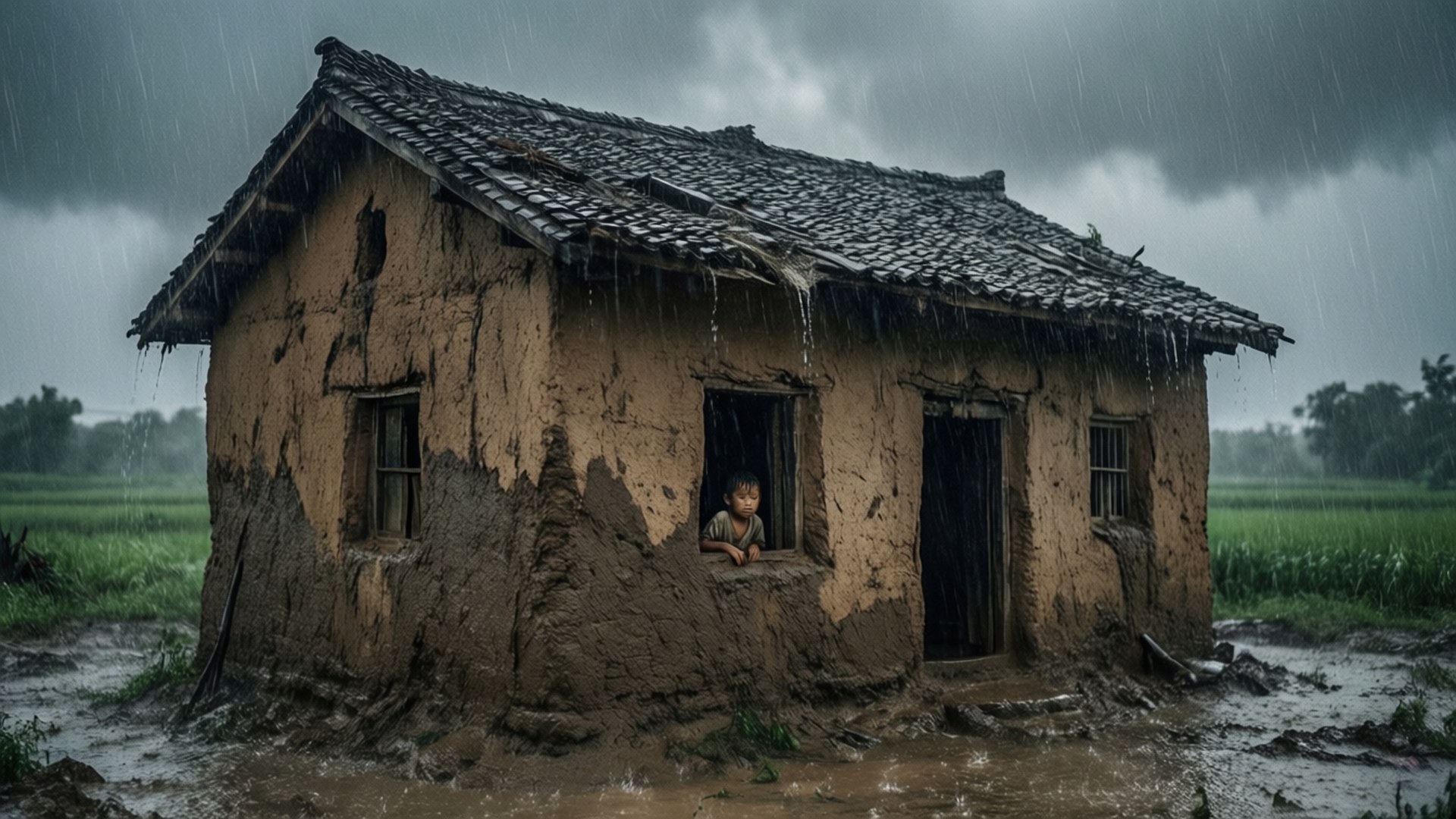 Monsoon Downpour Solitude by Wallpapers.art Studio