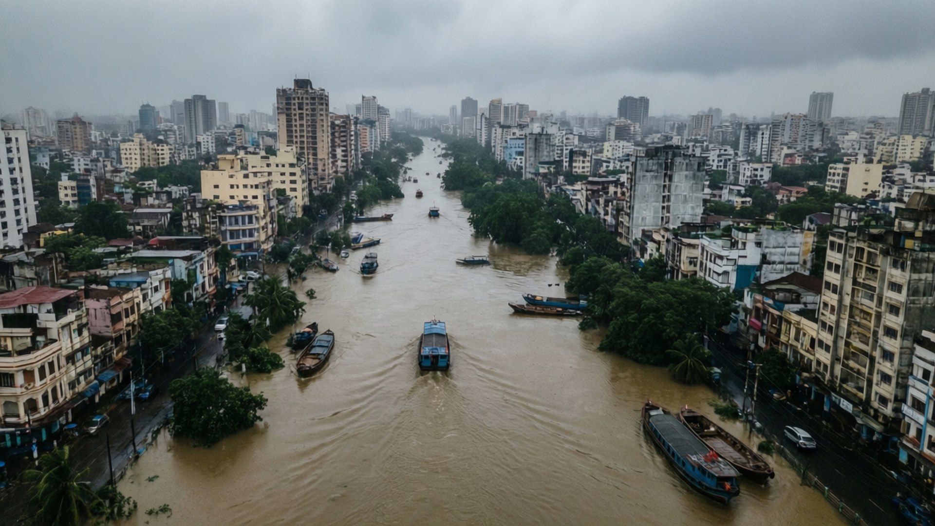 Monsoon Flooded City by Wallpapers.art Studio