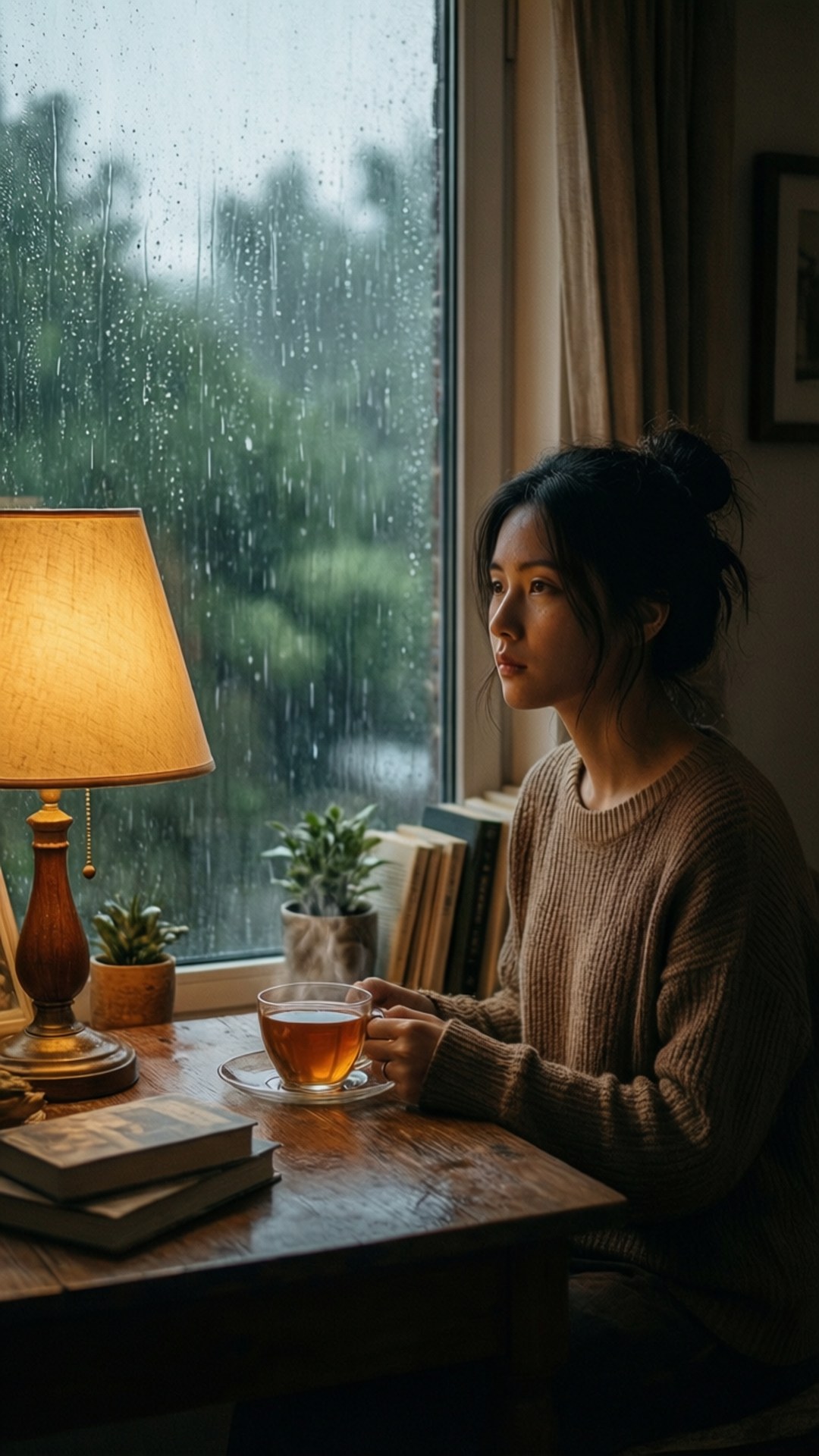 Monsoon Tea by Window by Wallpapers.art Studio