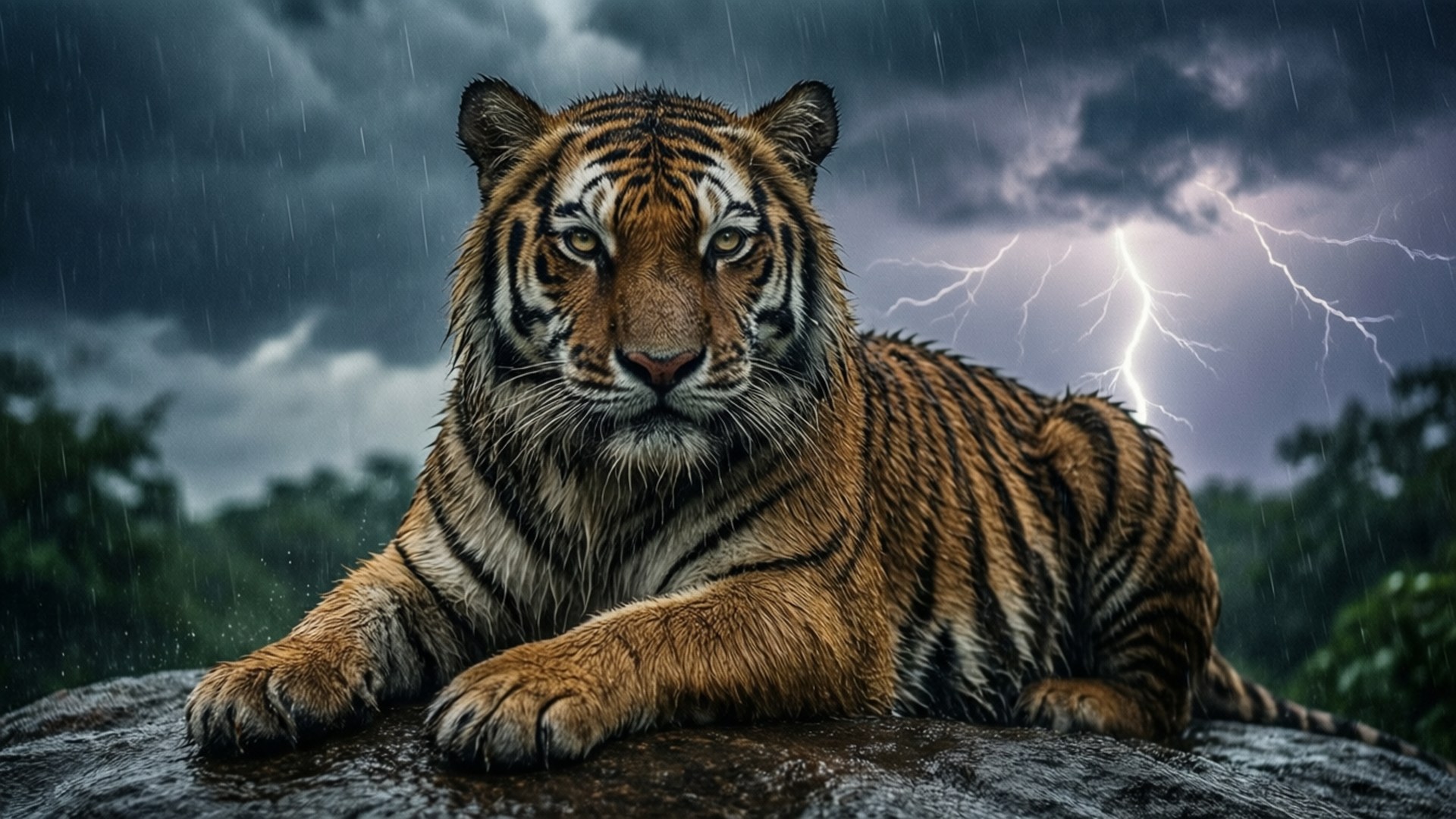 Monsoon Tiger Majesty by Wallpapers.art Studio