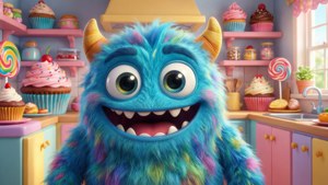 Monster in Pastel Kitchen