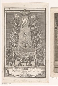 Monument van wapens met portretmedaillon van Frederik Willem I, koning van Pruisen