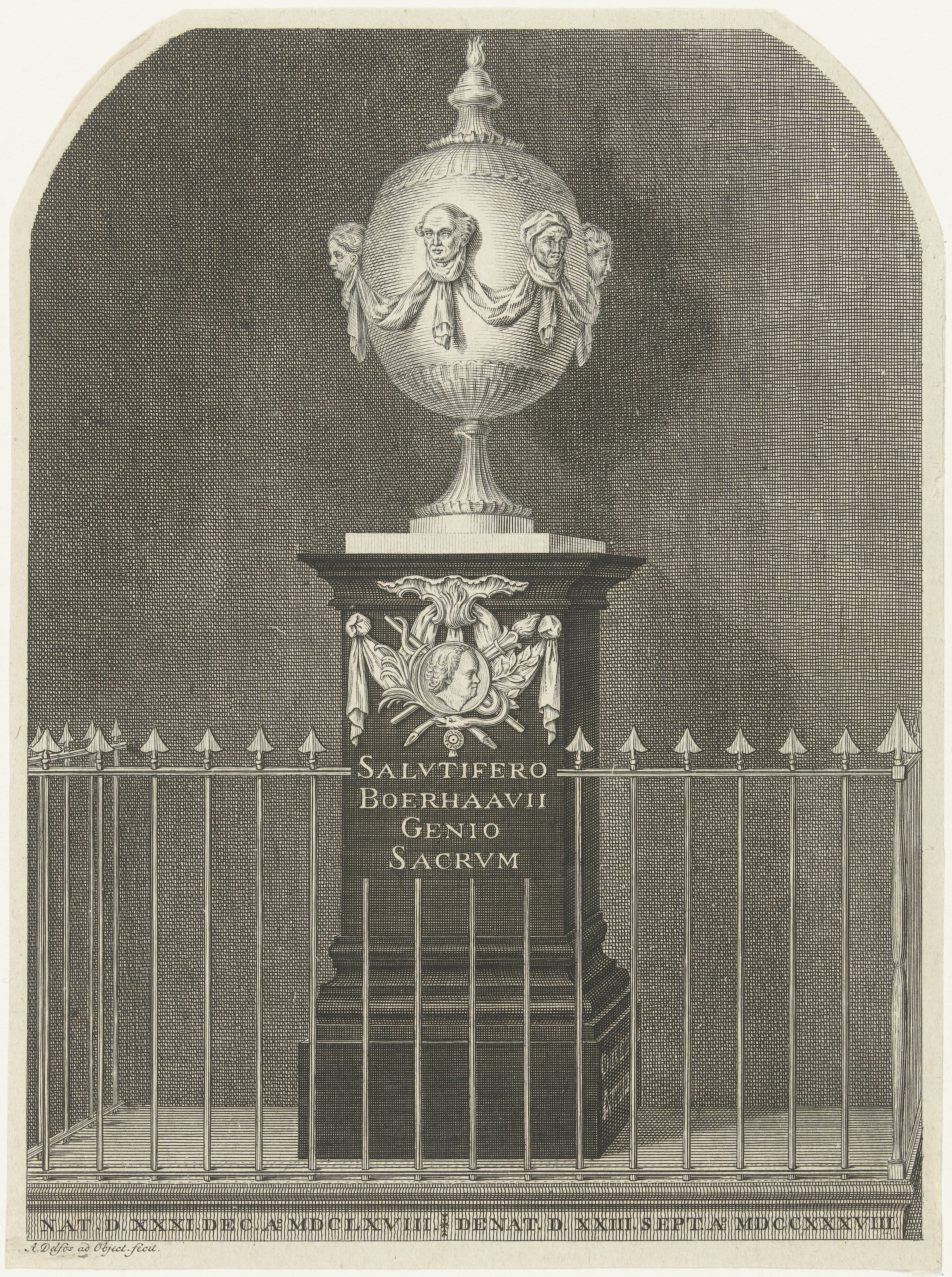 Monument voor Herman Boerhaave by Abraham Delfos