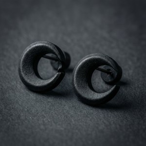 Moon Cutout Black Studs