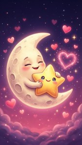 Moon Hugging Tiny Star