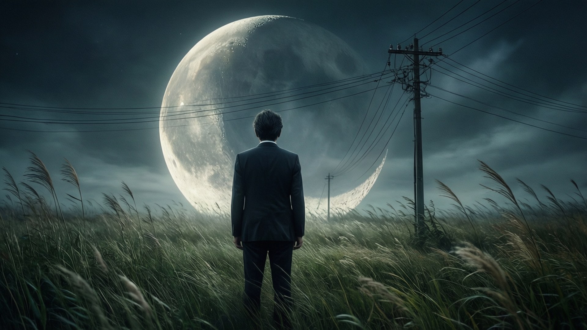 Moon Over Grass by Wallpapers.art Studio