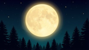 Moon over Pine Trees