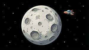 Moon Planet with Spaceship