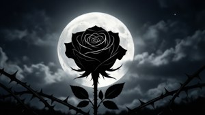 Moon Silhouette Black Rose