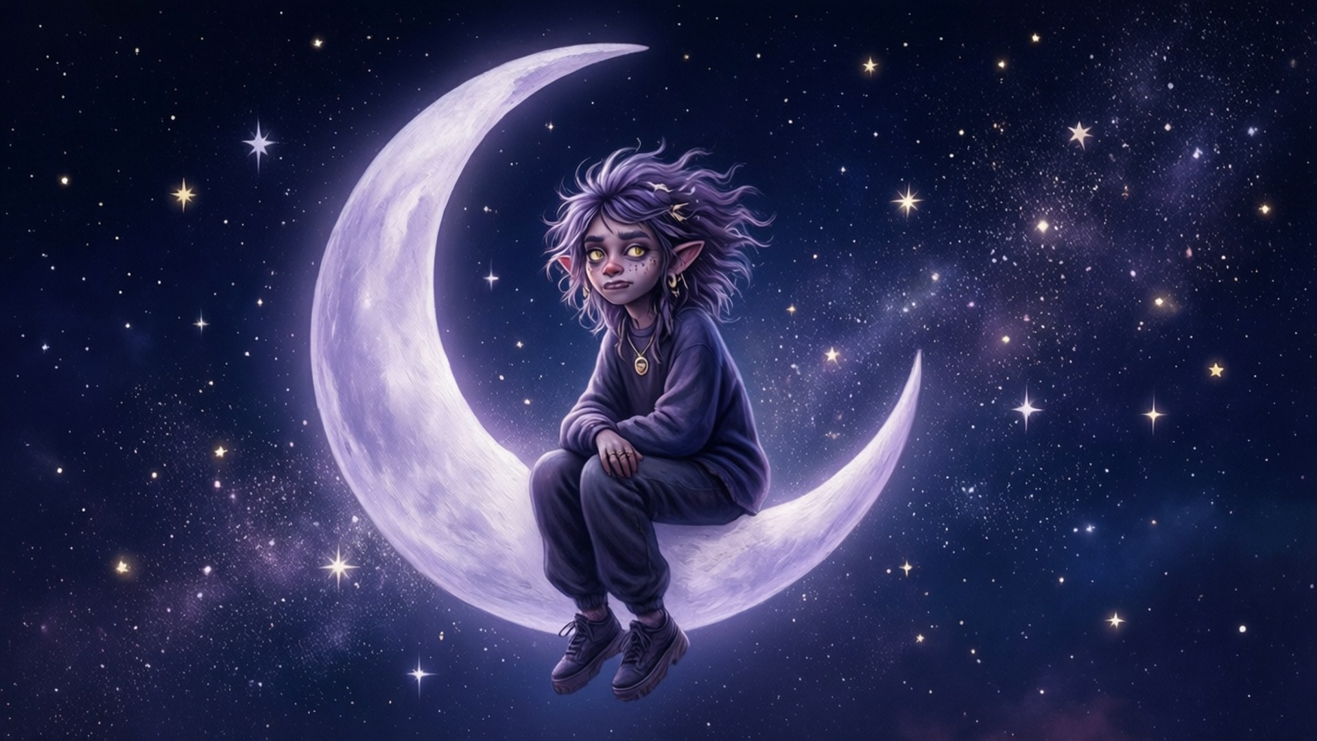 Moon Sitting Ketnipz by Wallpapers.art Studio