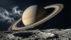 Moon View Ringed Planet