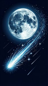 Moon with Shooting Star