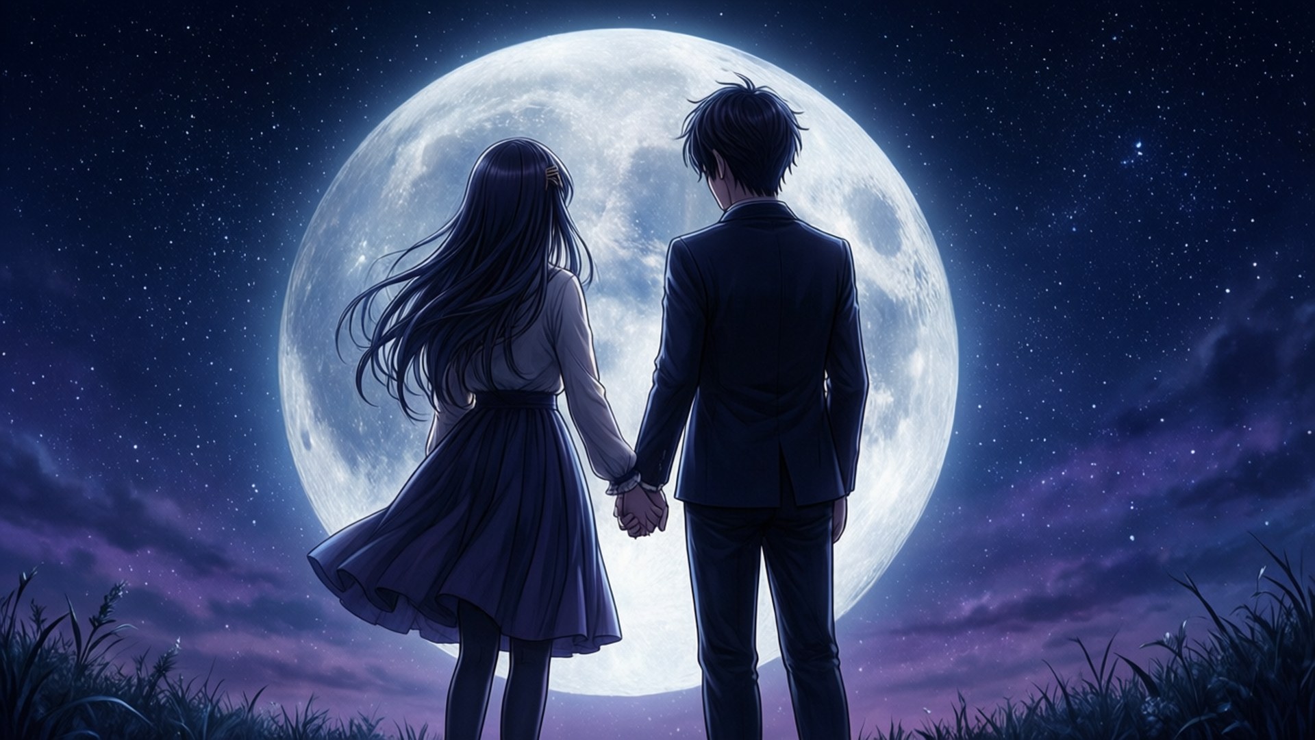 Moonlit Bond Silhouette by Wallpapers.art Studio