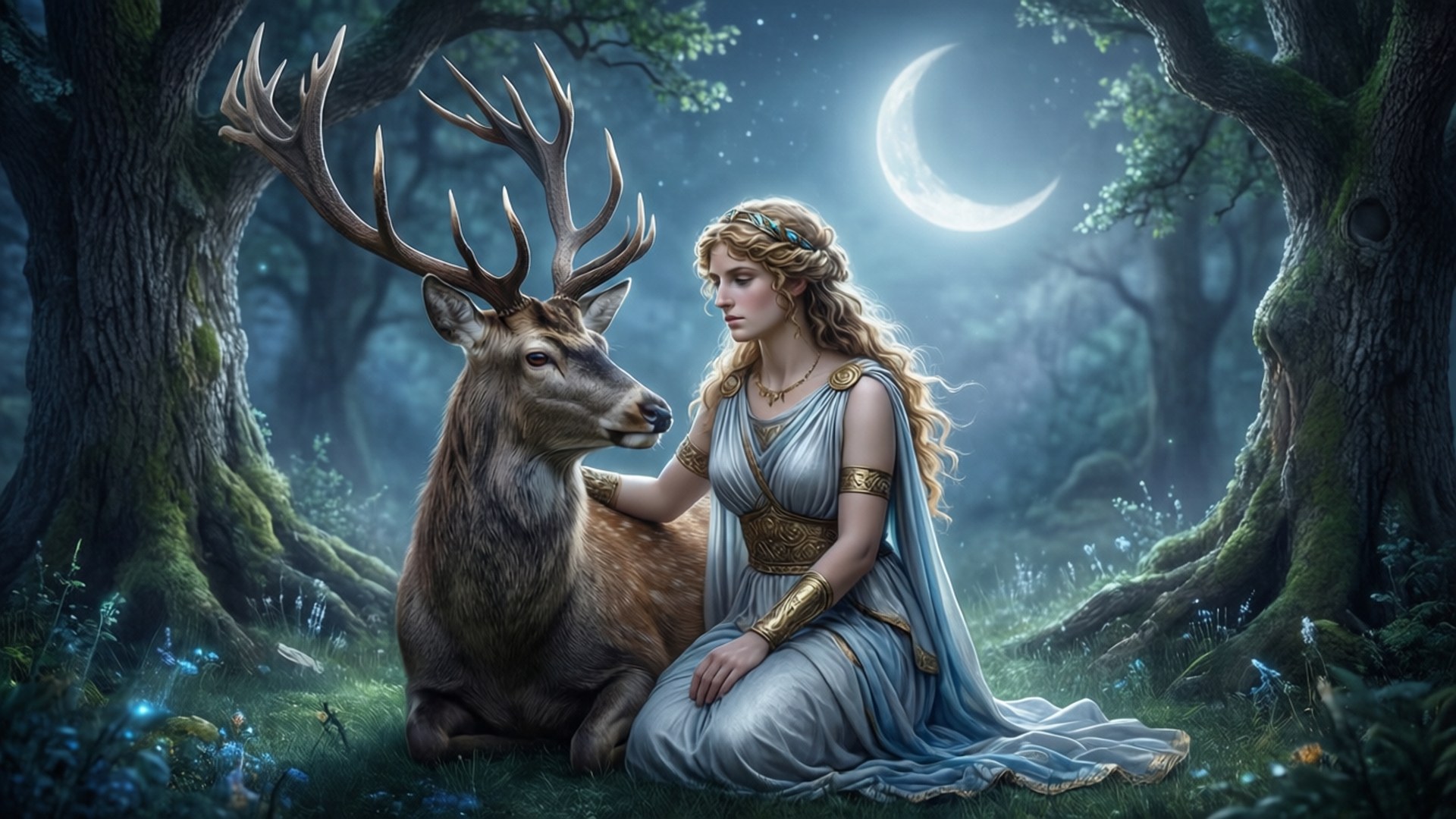 Moonlit Companion by Wallpapers.art Studio
