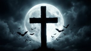 Moonlit Cross Silhouette