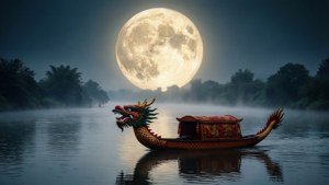 Moonlit Dragon Boat Serenity