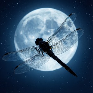 Moonlit Dragonfly Silhouette