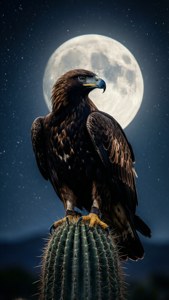 Moonlit Eagle Silhouette