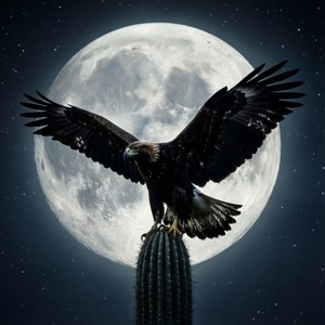 Moonlit Eagle Silhouette