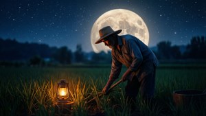 Moonlit Farmer Work
