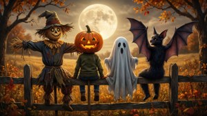 Moonlit Fence Friends
