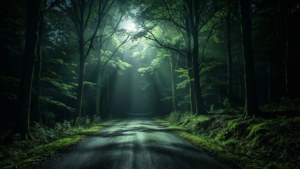 Moonlit Forest Road