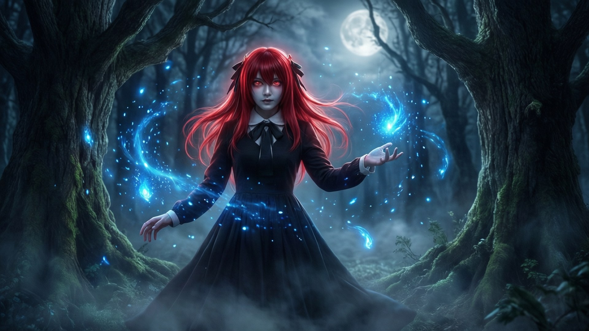 Moonlit Forest Sorceress by Wallpapers.art Studio