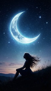 Moonlit Girl Silhouette