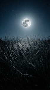 Moonlit Grass Field