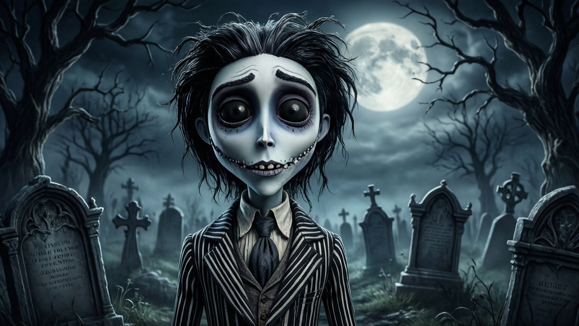 Moonlit Graveyard Stalker by Wallpapers.art Studio