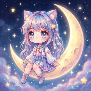 Moonlit Kitten Dream